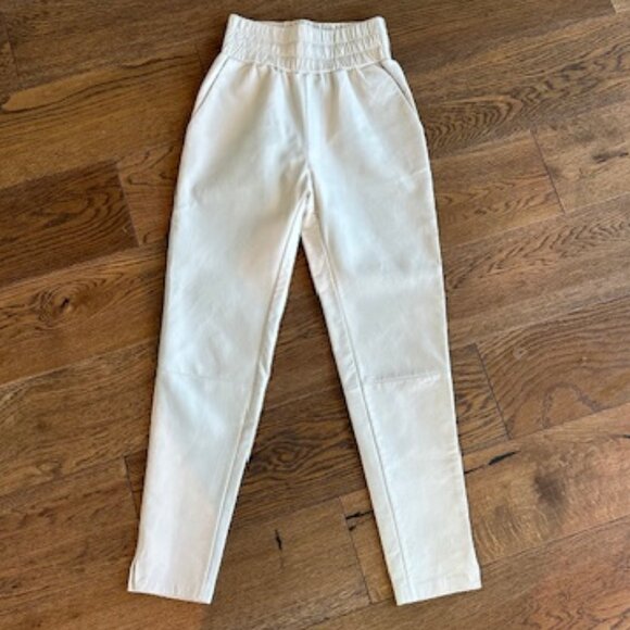 NEW LarmarqueNINETALEATHER JOGGERS - Size 0, Color: Bone